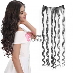 Extensie de par cu 3 Clips On delux simpla ondulata de 51 cm, Brunet Silver White Mixt 39610